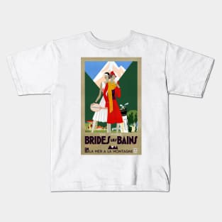 Vintage Travel Poster France Brides Les Bains Kids T-Shirt